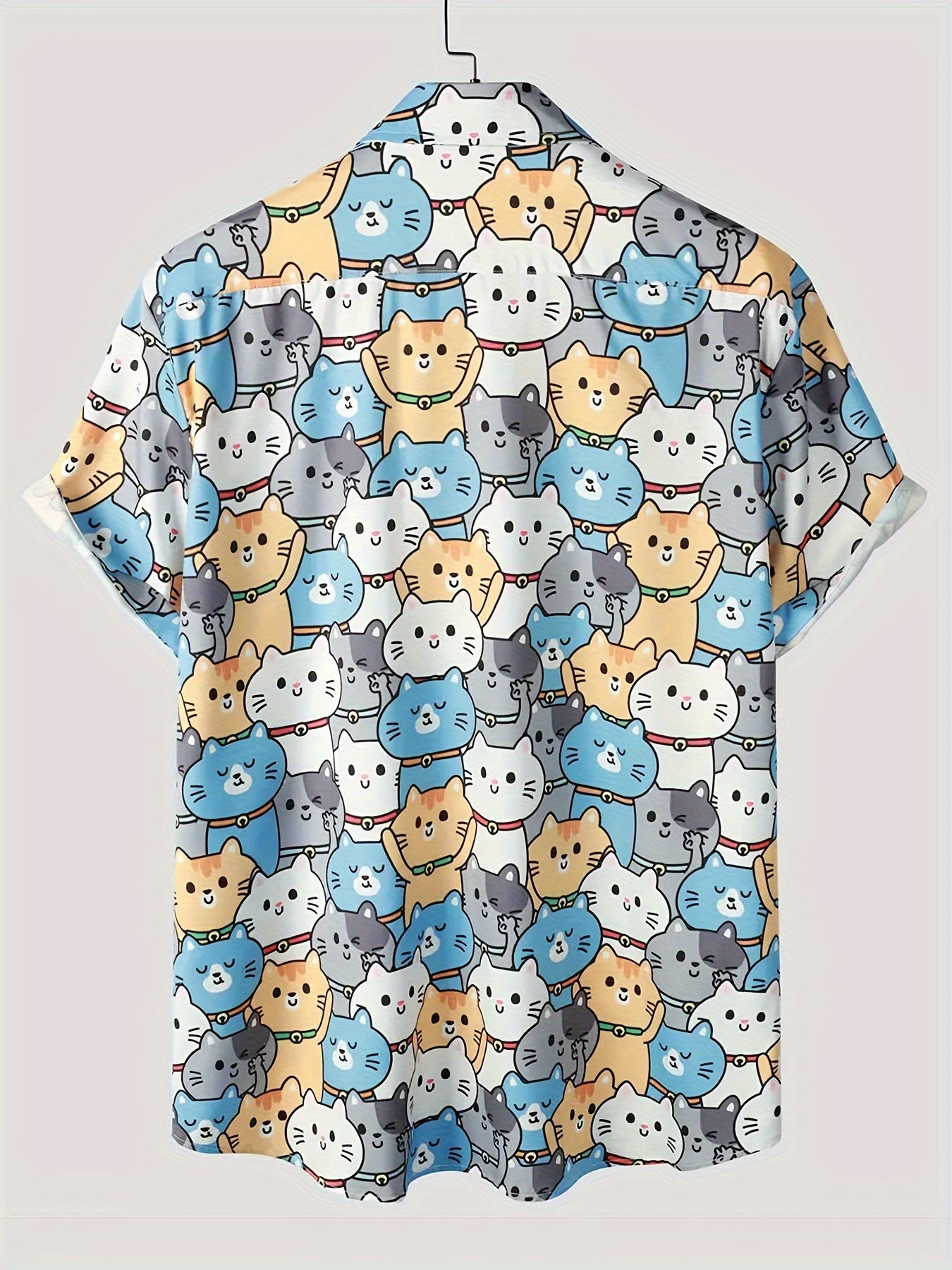 Men's Casual Cat Pattern Short Sleeve Shirt