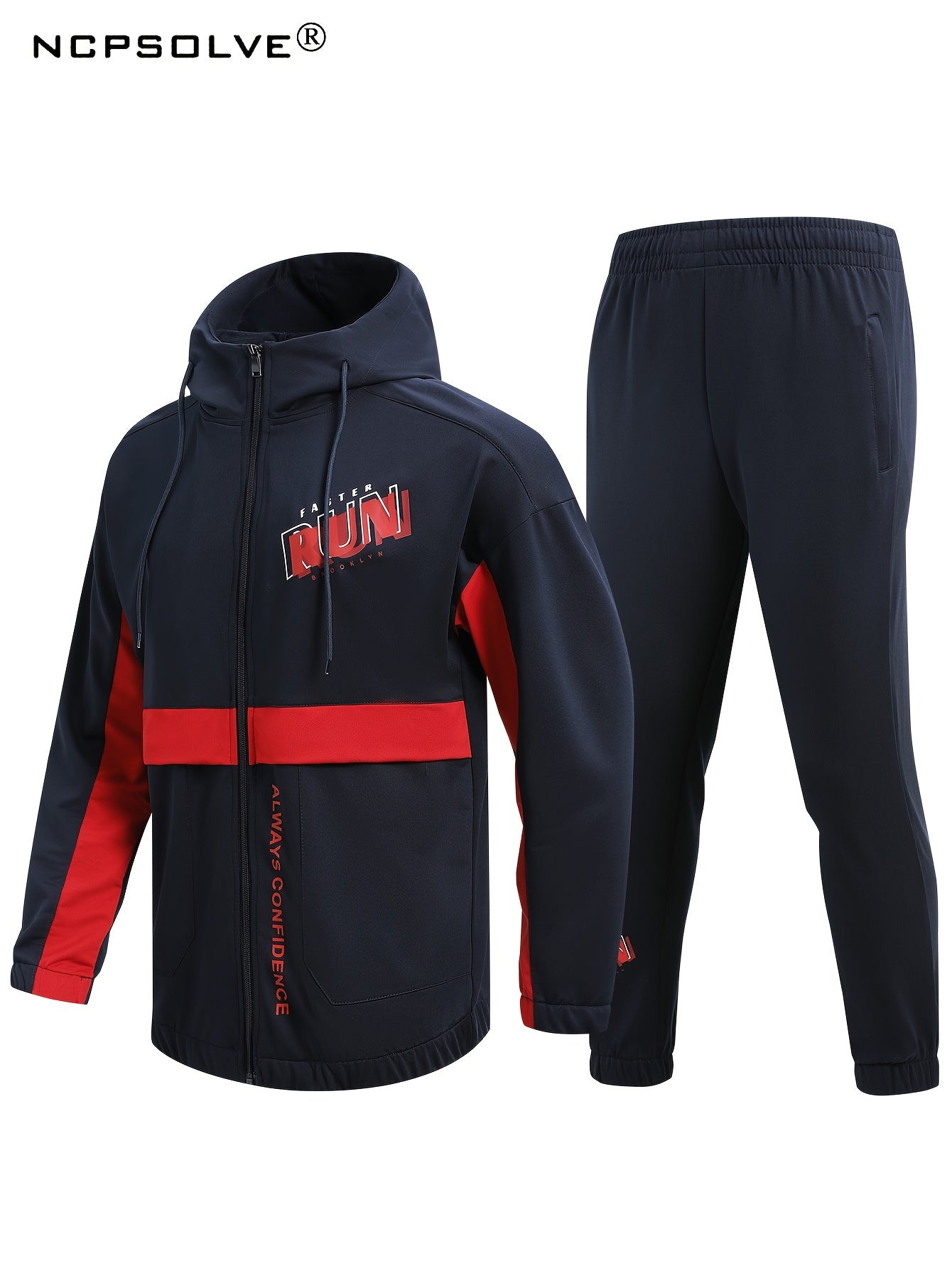 Men's Outdoor Hooded Windbreaker Jacket & Warm Pants
