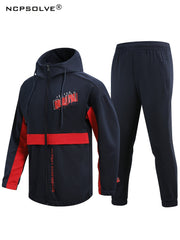Men's Outdoor Hooded Windbreaker Jacket & Warm Pants