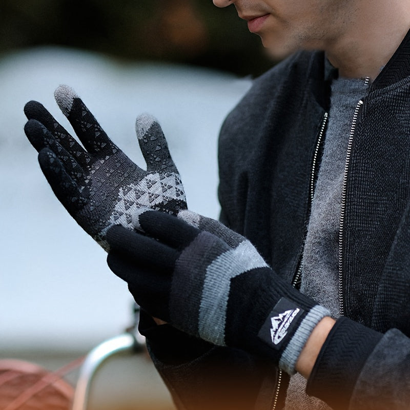 Men's Winter Knitted Gloves Warm Cycling Anti cold Touch Screen Woolen