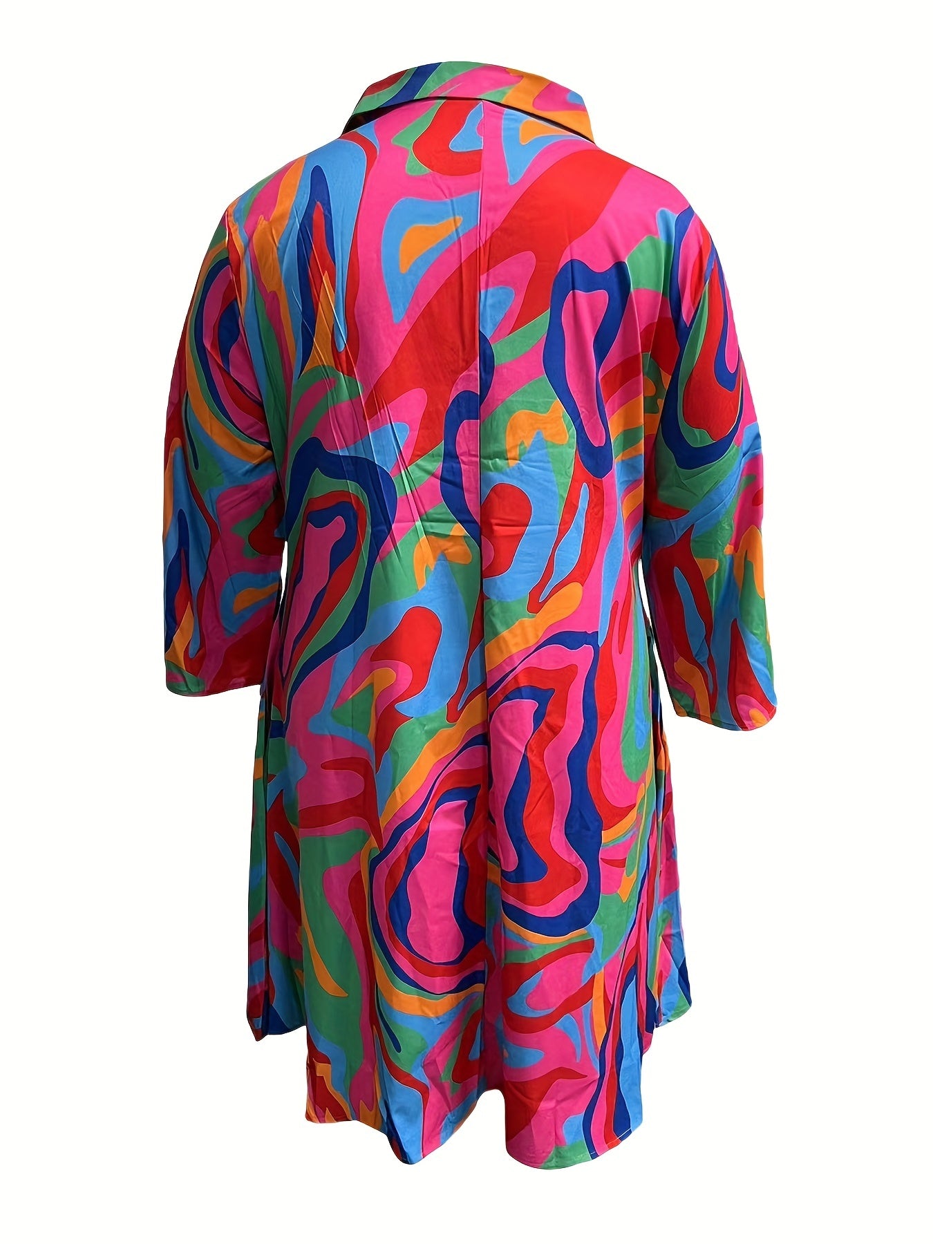 Printed Long Sleeve Polo Neck Dress