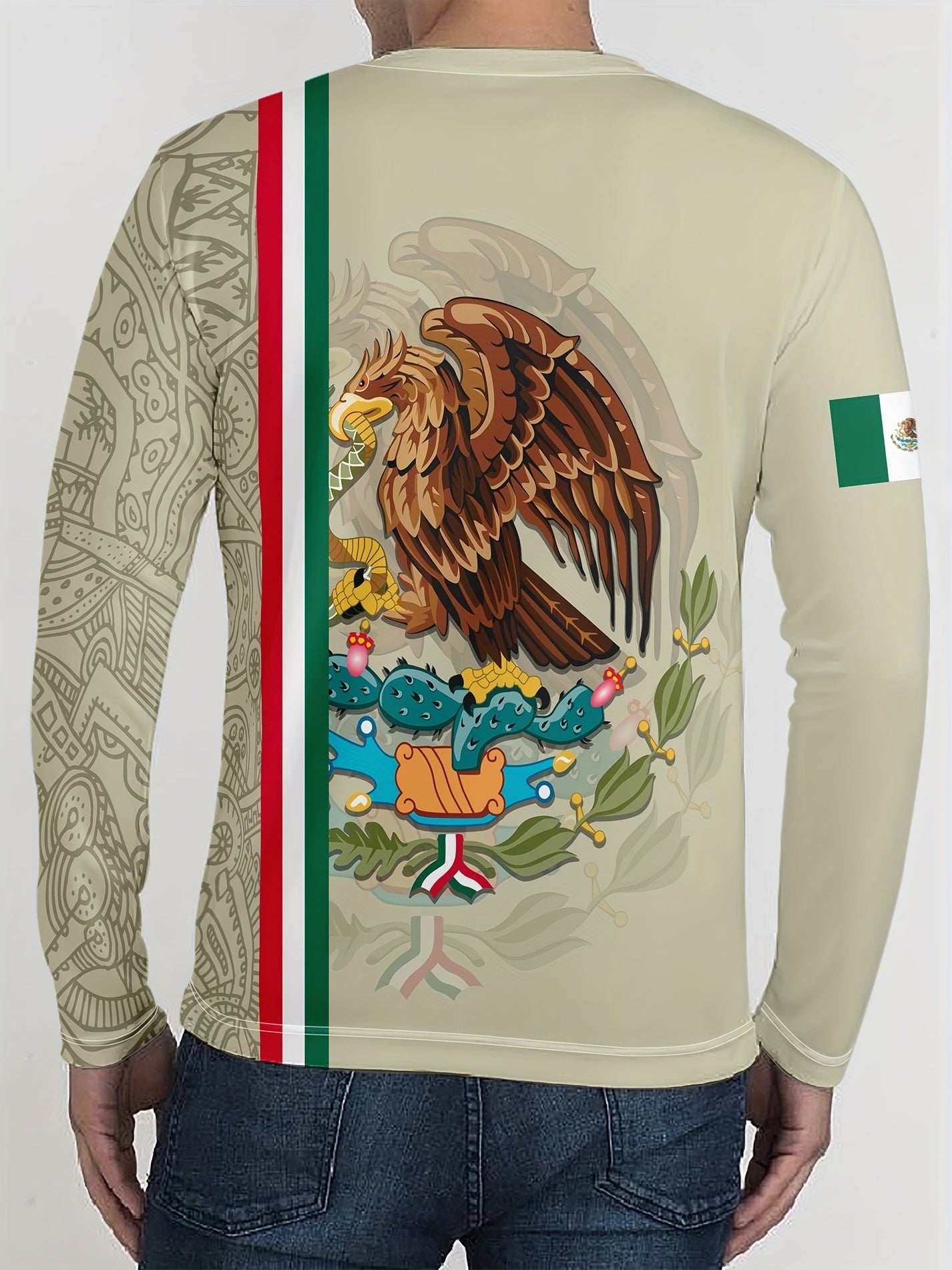 MEXICO Eagle Patttern Men's Long Sleeve Novelty T shirt