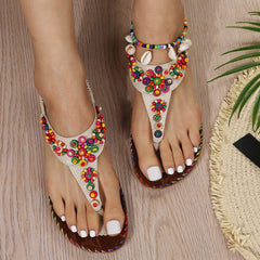 Women's Beaded Decor Flip Flops Sandals