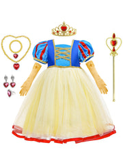 Girls Princess Costume Set with Dress, Jewelry, Gloves, Crown - Christmas Party
