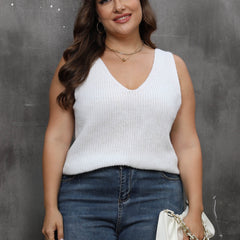 Sexy Knit Top Women's Plus Solid V Neck Twist Back Slight Stretch