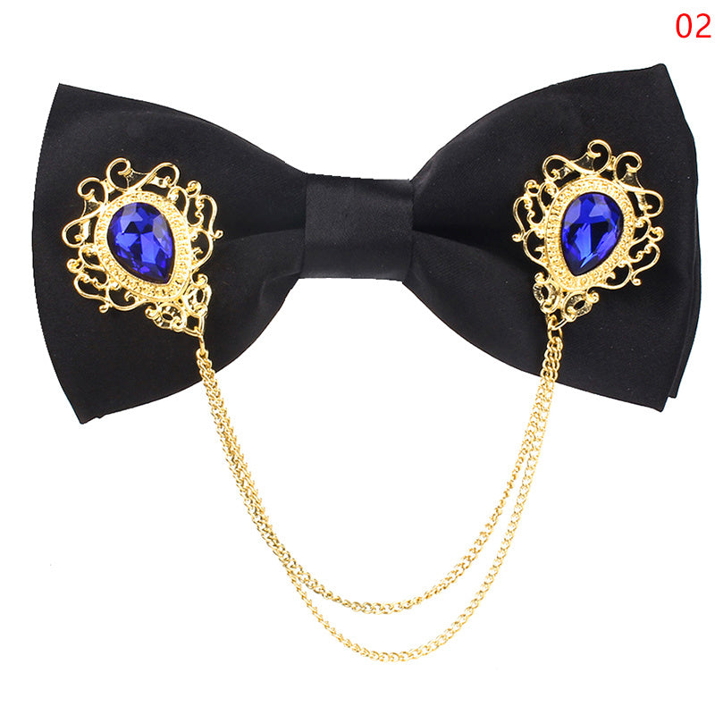 Men's Bowtie Metal Decoration Bow Tie Uniform Collar Adult Suit