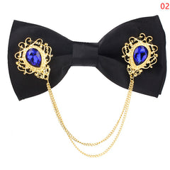 Men's Bowtie Metal Decoration Bow Tie Uniform Collar Adult Suit