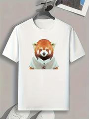 Bear Print Men's Graphic T shirt for Summer