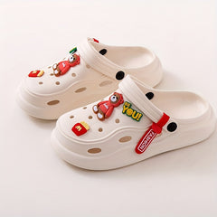 Women's Bear Decor Clogs Platform Slide Sandals