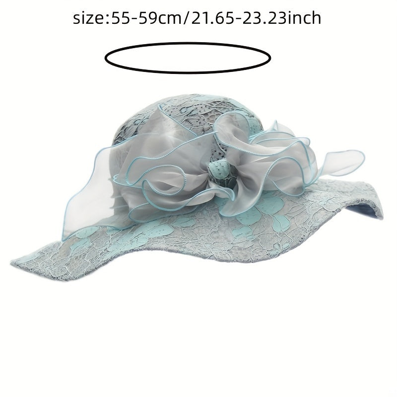 Lace Sun Hat Mesh Flower Decor UV Protection