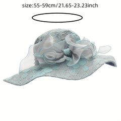 Lace Sun Hat Mesh Flower Decor UV Protection