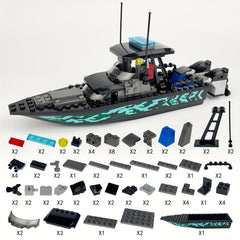 89pcs Detailed Yacht Building Block Model Set with Antenna & Flaps