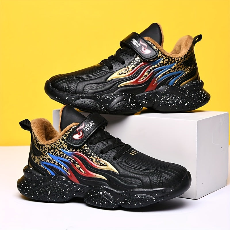 Boys' Casual Fleece Sneakers - Anti Slip Warm Shoes