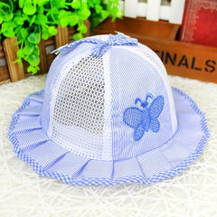 Embroidered Plaid Trim Bucket Hat Mesh Beach Cap for Boys