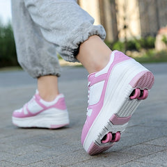 Double Row Girls' Roller Skate Shoes for Outdoor Fun