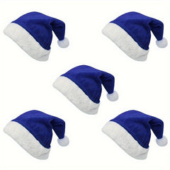 5pcs Short Plush Christmas Hat For Adults Festive Parties Celebrations