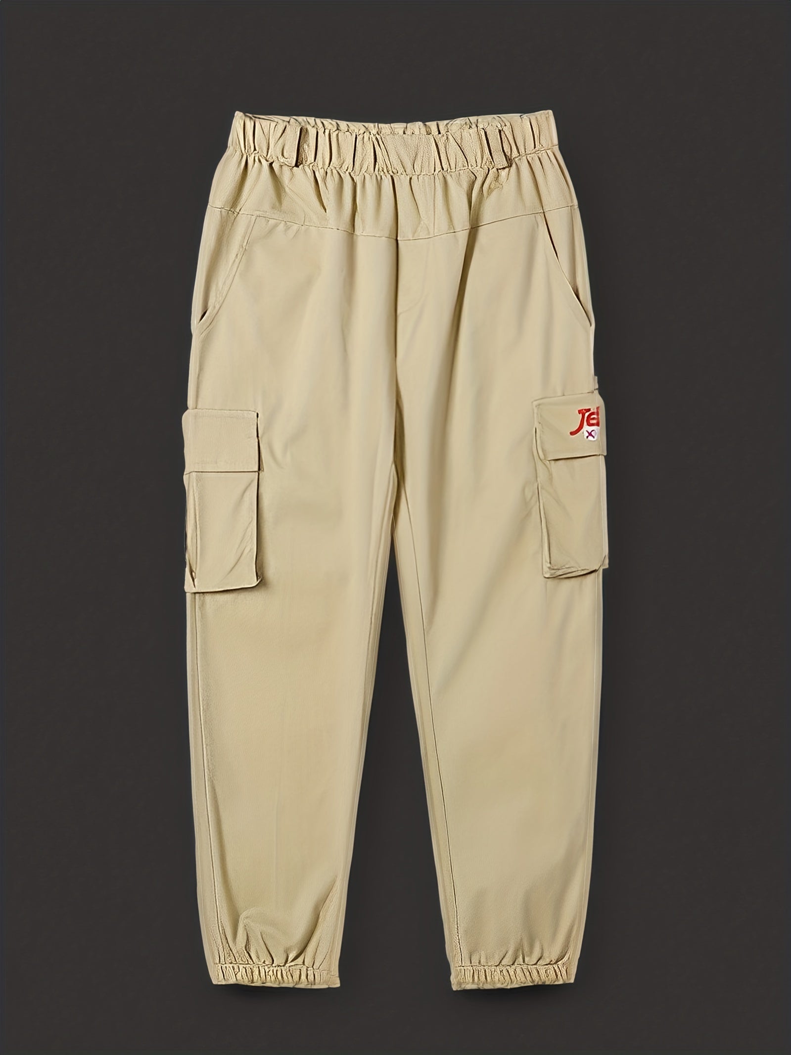 Boys Solid & Camo Style Cargo Pants With Pocket