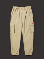 Boys Solid & Camo Style Cargo Pants With Pocket