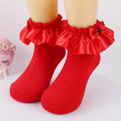 Girls Lace Princess Socks with Bowknot Decoration