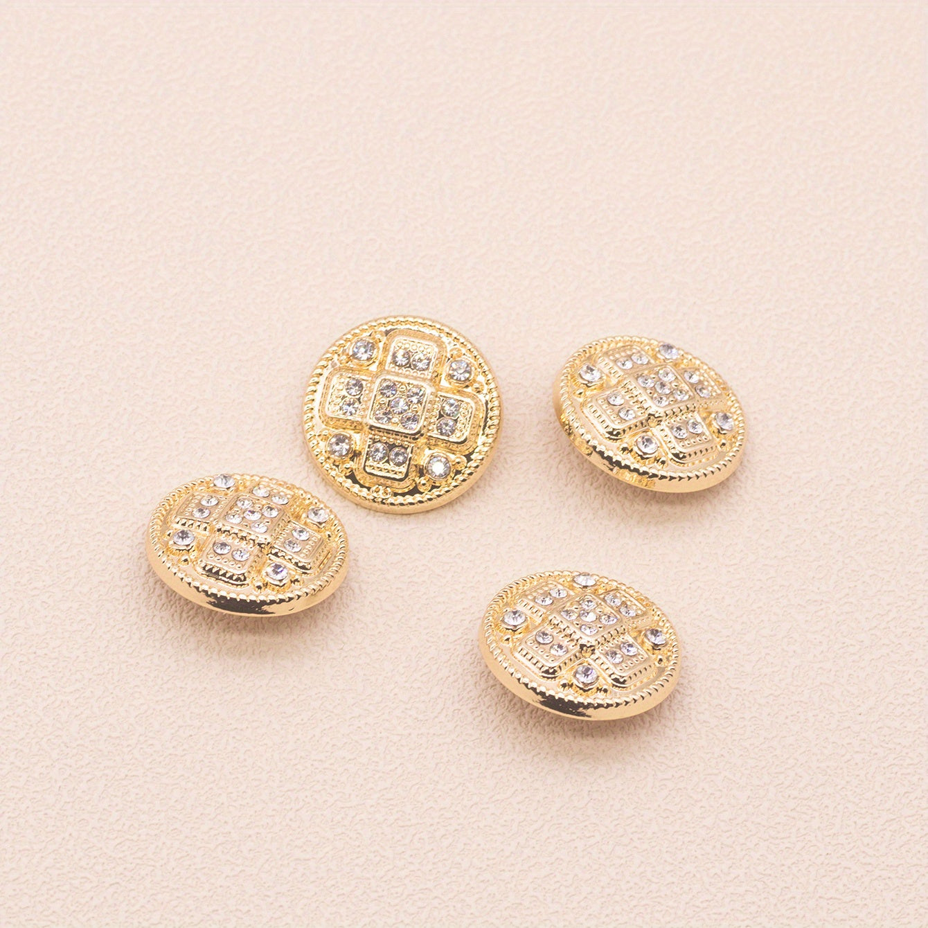 4pcs Plaid Inlaid Artificial Diamond Dress Tie Shirt Studs