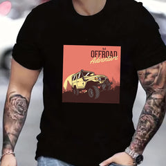 Men's Retro Car Print Graphic T-shirt for Summer