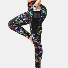 High Rise Graffiti Print Sports Leggings