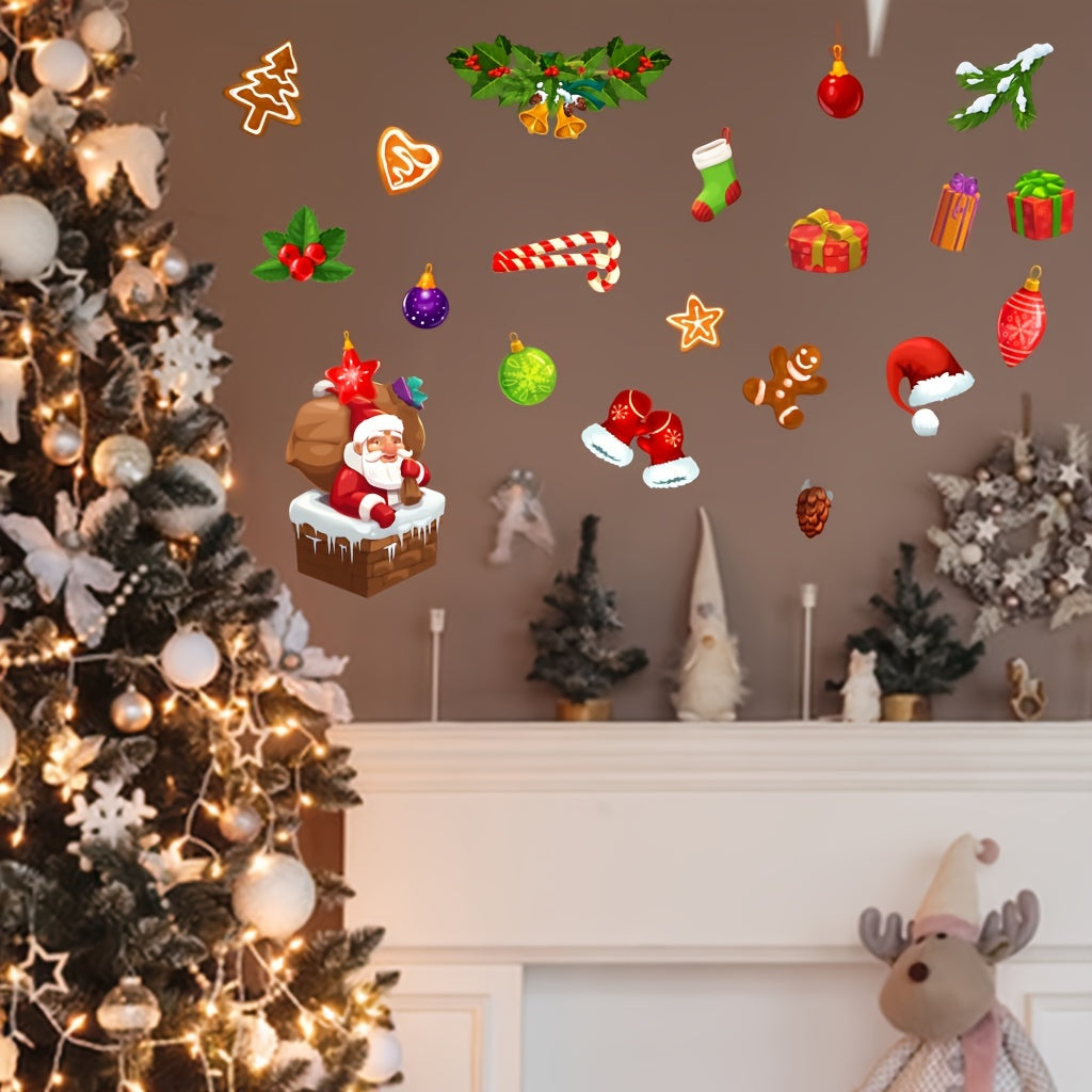 Large Santa Claus Christmas Tree Snowflake Window Decals