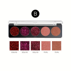 Glitter Eyeshadow Palette 5 Colors - High Pigmented Makeup