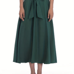 Tie Waist A line Skirt Solid Casual Skirt Women's Clothing