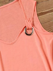 Solid Ring Linked Tank Top Sleeveless Crew Neck Summer Top