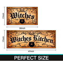 2pcs Retro Vintage Witches Halloween Rug Set