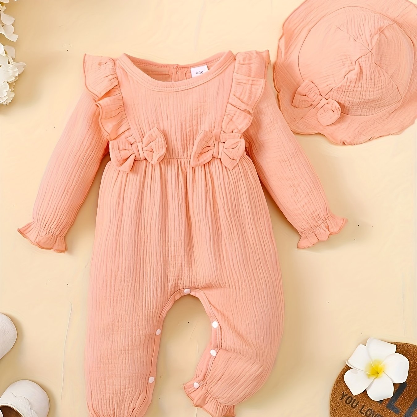 Unisex Baby Ruffle Romper & Headband Set for Newborns