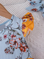 Flutter Sleeve Floral Dress Kids Baby Girls Summer Dress Up
