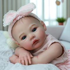 Soft Vinyl & Cloth Body Reborn Doll with Painted Hair, Lifelike Mixed Light Beig