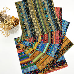 5pcs Cotton Craft Fabric Bundle Squares Ethnic Style Pattern Patchwork Set