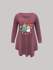 Christmas Nightdress Women's Cartoon Snowman Print Tee Sleep Dress
