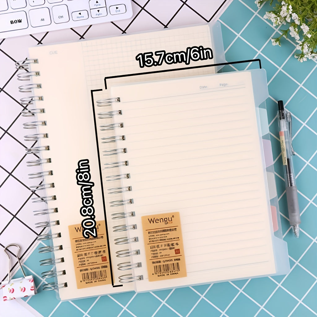 120 Pg A5 Square Grid Horizontal Line Notebook Side Flip PP Spiral