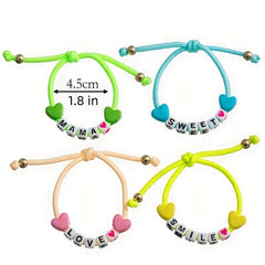 4pcs Girls Luminous Letter Beads Bracelet Adjustable Bracelet Kids Accessories