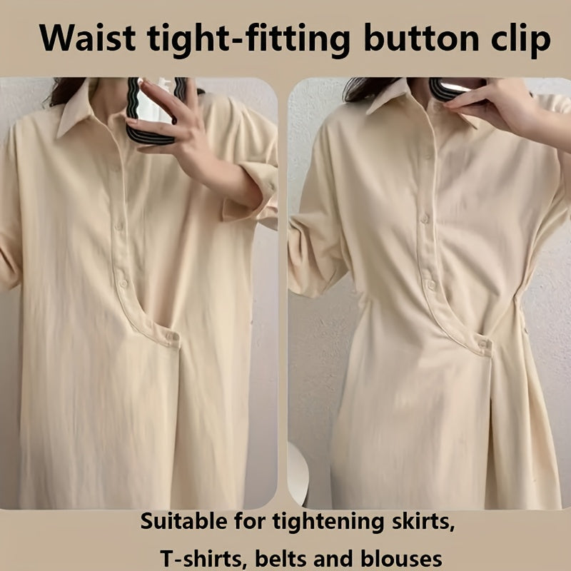 2pcs Waist Tightening Button Clips ABS Fashionable Accessory for Men & Women