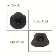 Classic Western Cowboy Hat Wide Brim Felt Fedora Hat