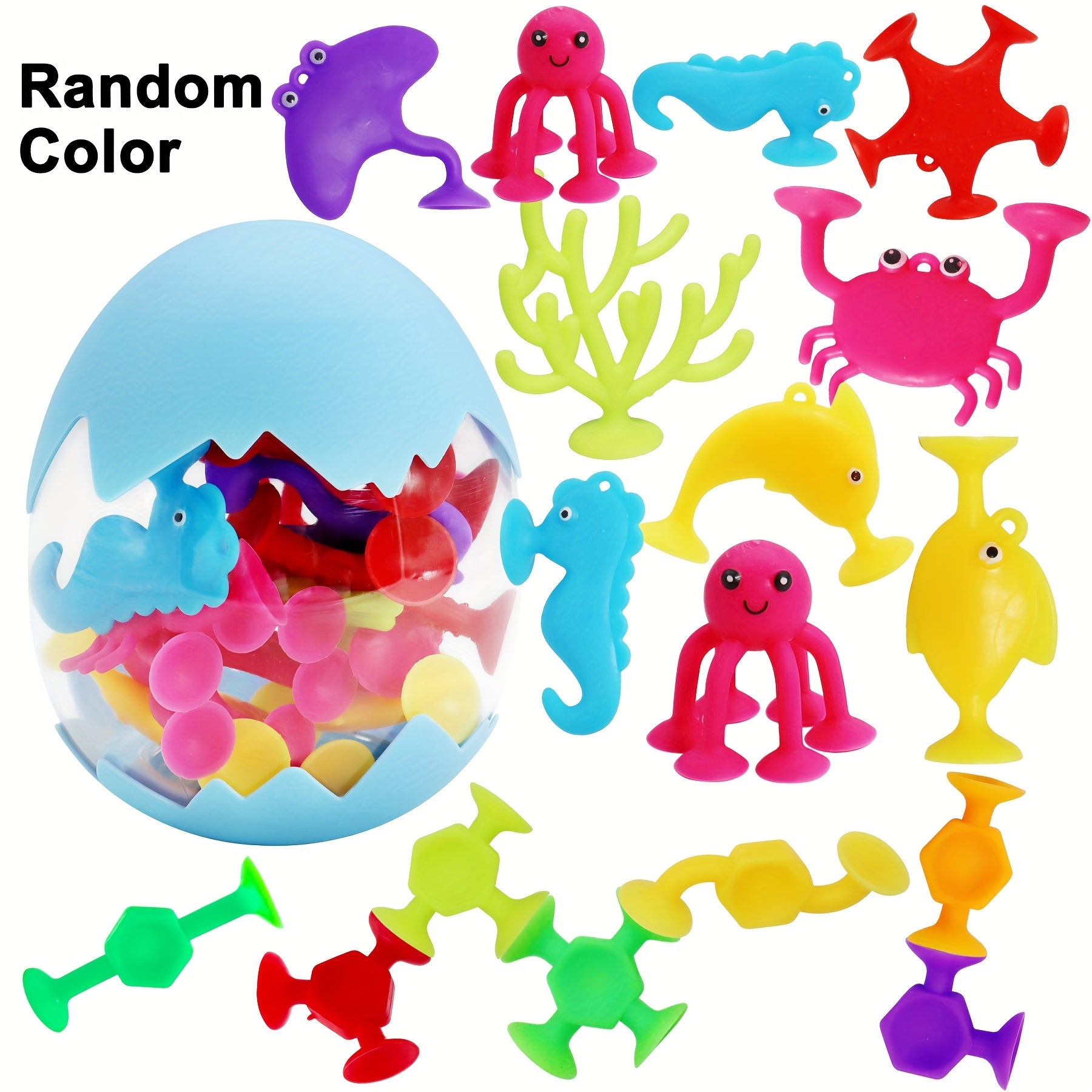 Ocean Animals Suction Cup 30pcs Bath Toys for Kids Sensory Window Building Toys