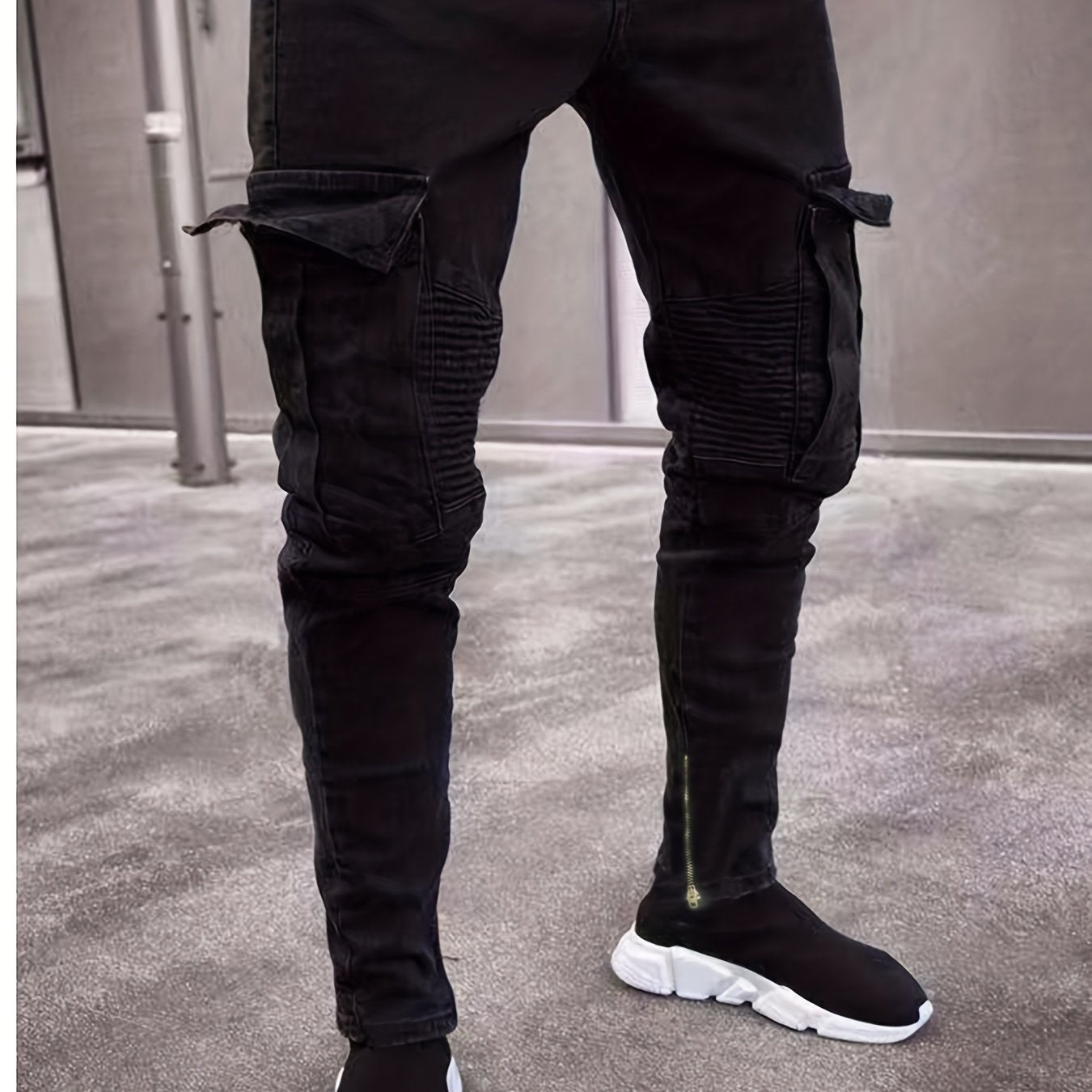 Men's Slim Fit Biker Jeans Casual Street Style Denim Pants