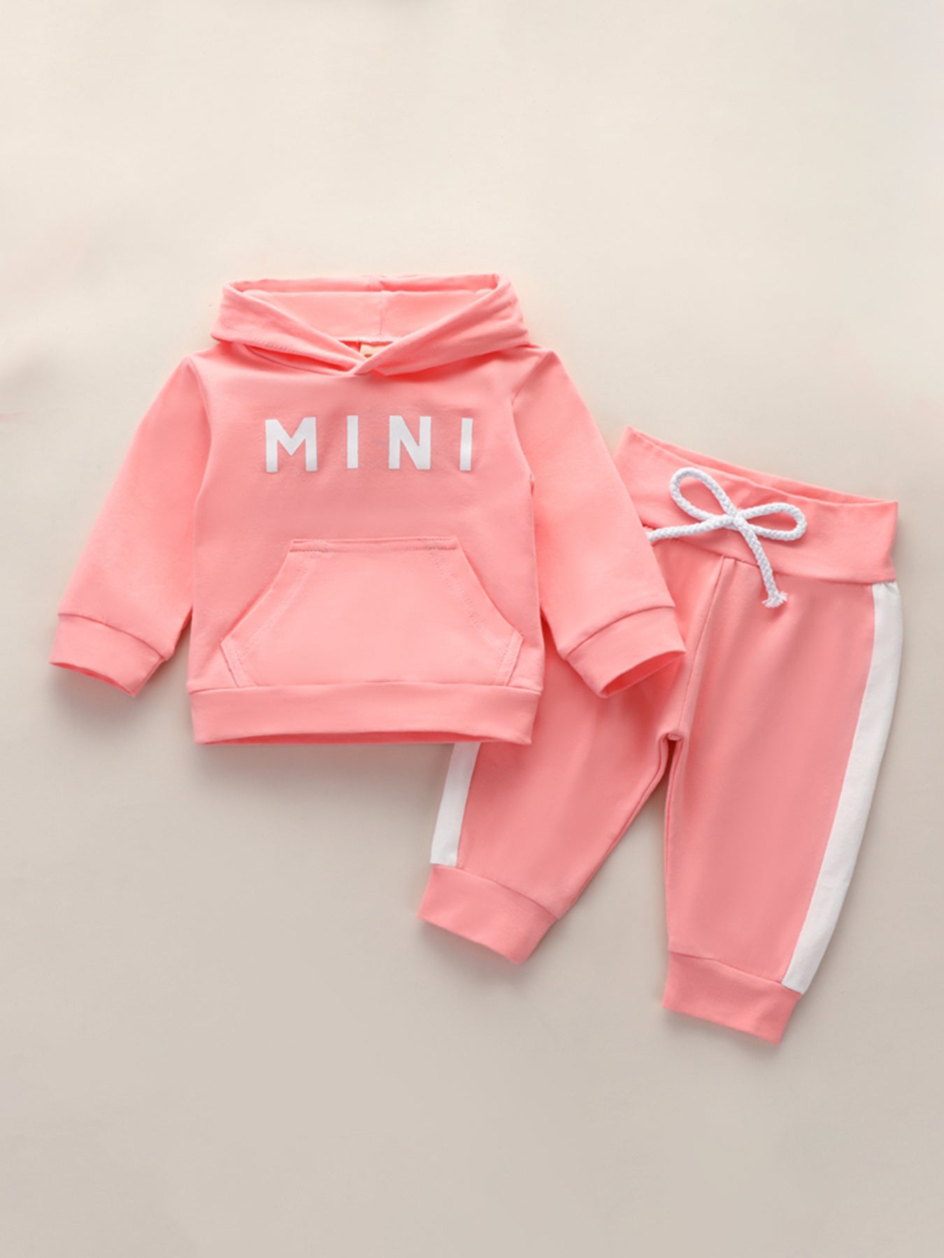 Baby Girl Letter Pattern Hoodie & Laced Pants 2 Piece Outfit