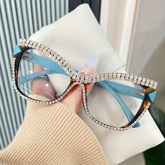 Clear Lens Rhinestone Square Frame Eyeglasses
