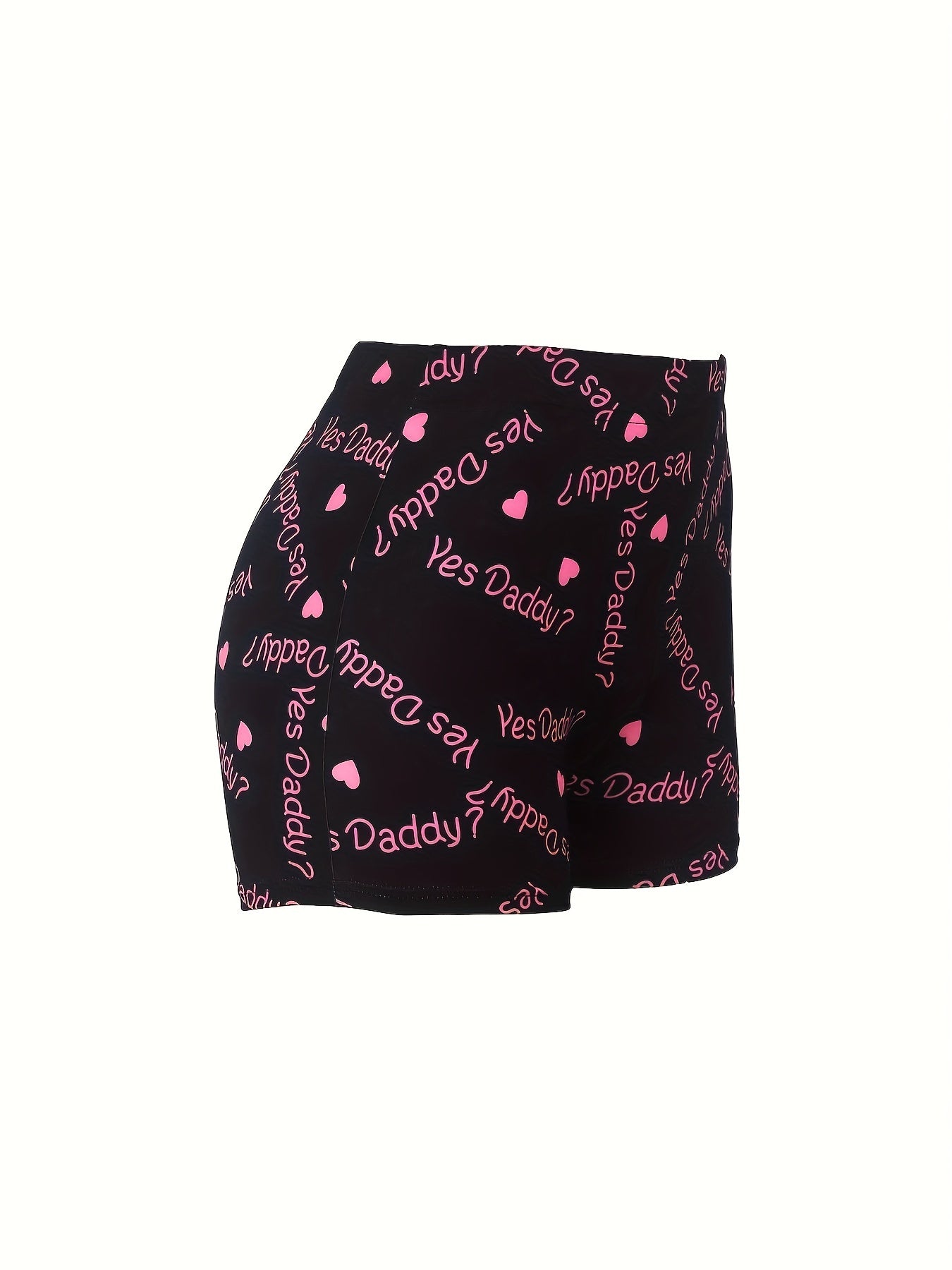 Women's Plus Heart & Slogan Print High Rise Skinny Shorts