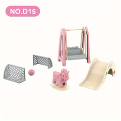STOMLE FAMILY Kids' Dollhouse Furniture Set - Vintage Bedroom Double Bed