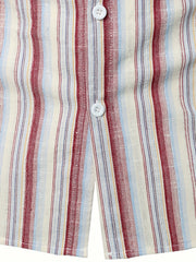 Vertical Striped Men's Shirt Short Sleeves Business Casual Button Up