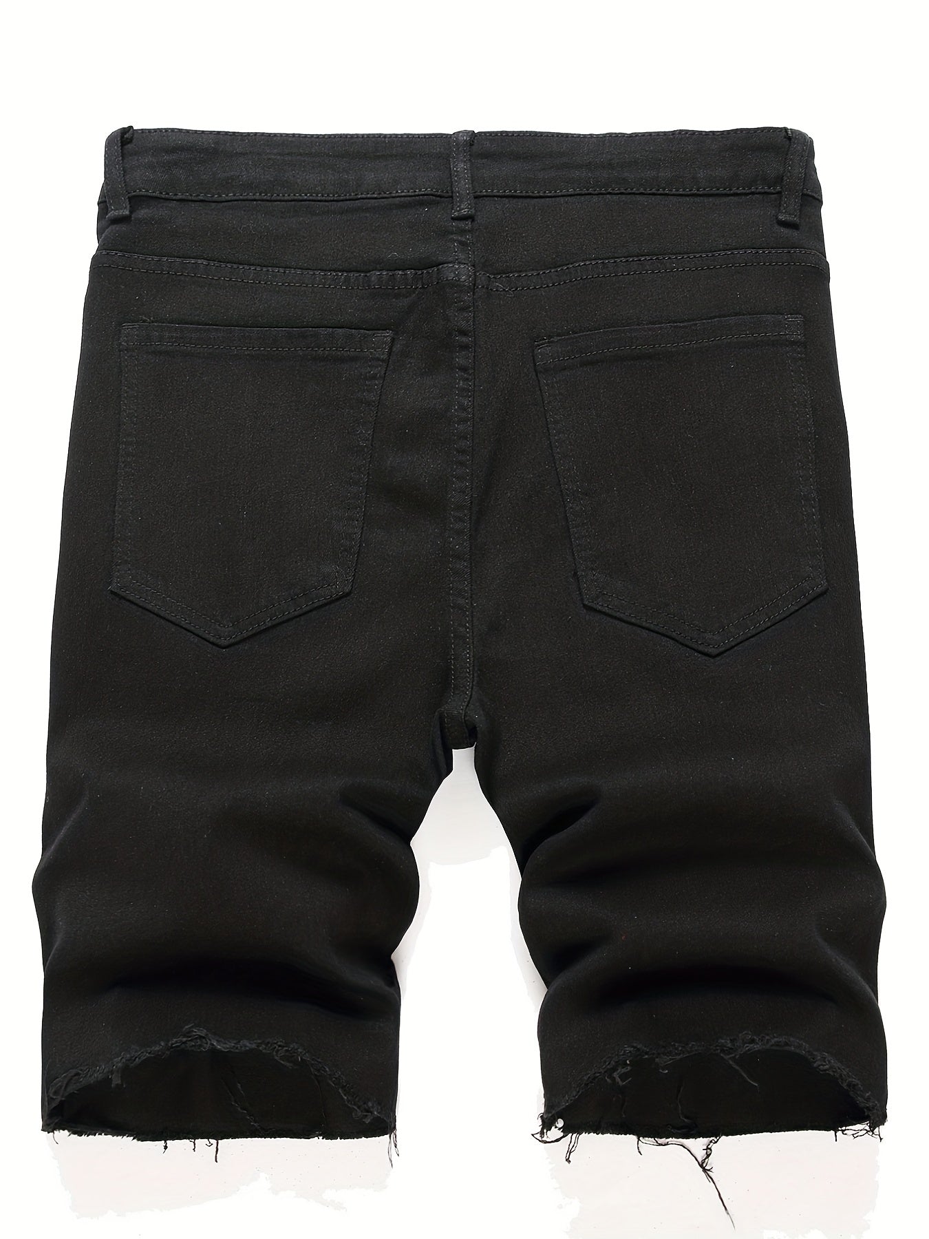 Men's Casual Ripped Denim Shorts Mid Stretch for Summer