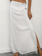 Tassel Cover Up Skirt Tie Side Beachwear Cover Up Women's Swimwear