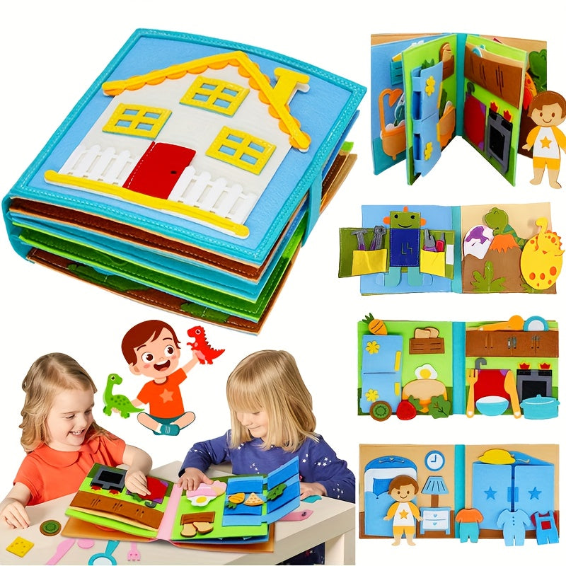 DIY Felt Quiet Book 3D Activities Cloth Story Book Preschool Learning Education